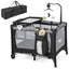 Multi-Functional Baby Playpen with Mattress and Changing Table - Gray