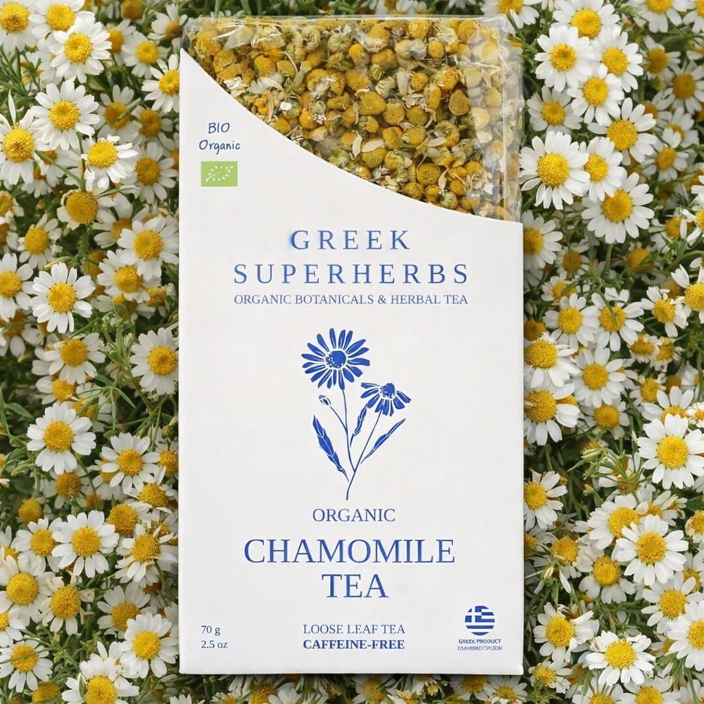 Tisane de camomille grecque sauvage – Fleurs entières de Magnésie (62 g)