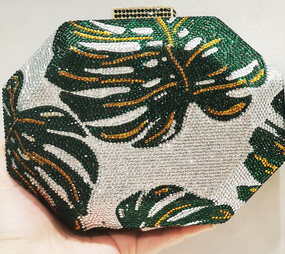 Green Leaf Hot Diamond Bag Dinner Handheld Bag Chain - Korvel