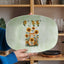 Green Sunflower Cat Collectible Serving Platter