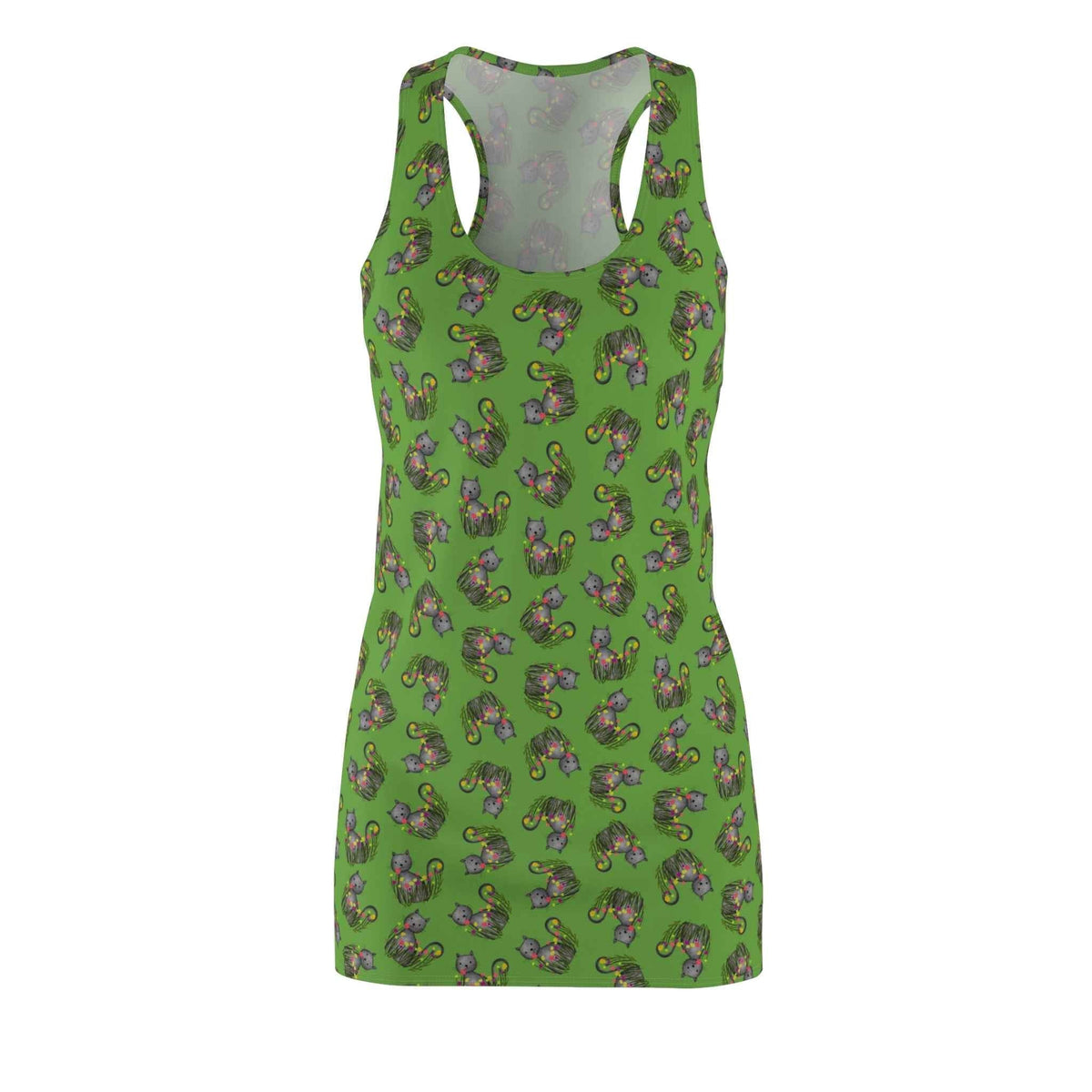 Robe à dos nageur Green WhimsiCat – Style athlétique ludique