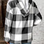 Grid printed loose casual fashionable button long sleeved hooded sweatshirt - Korvel