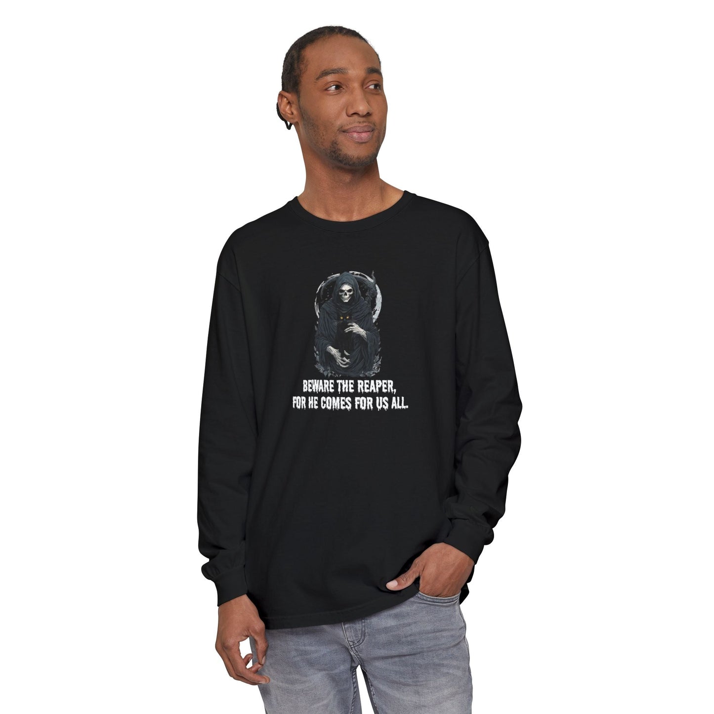 T-shirt à manches longues Chat Faucheuse pour Halloween