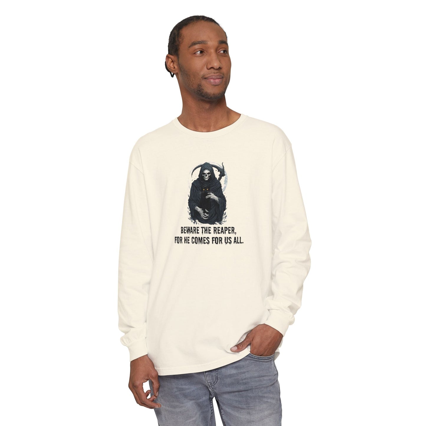 T-shirt à manches longues Chat Faucheuse pour Halloween