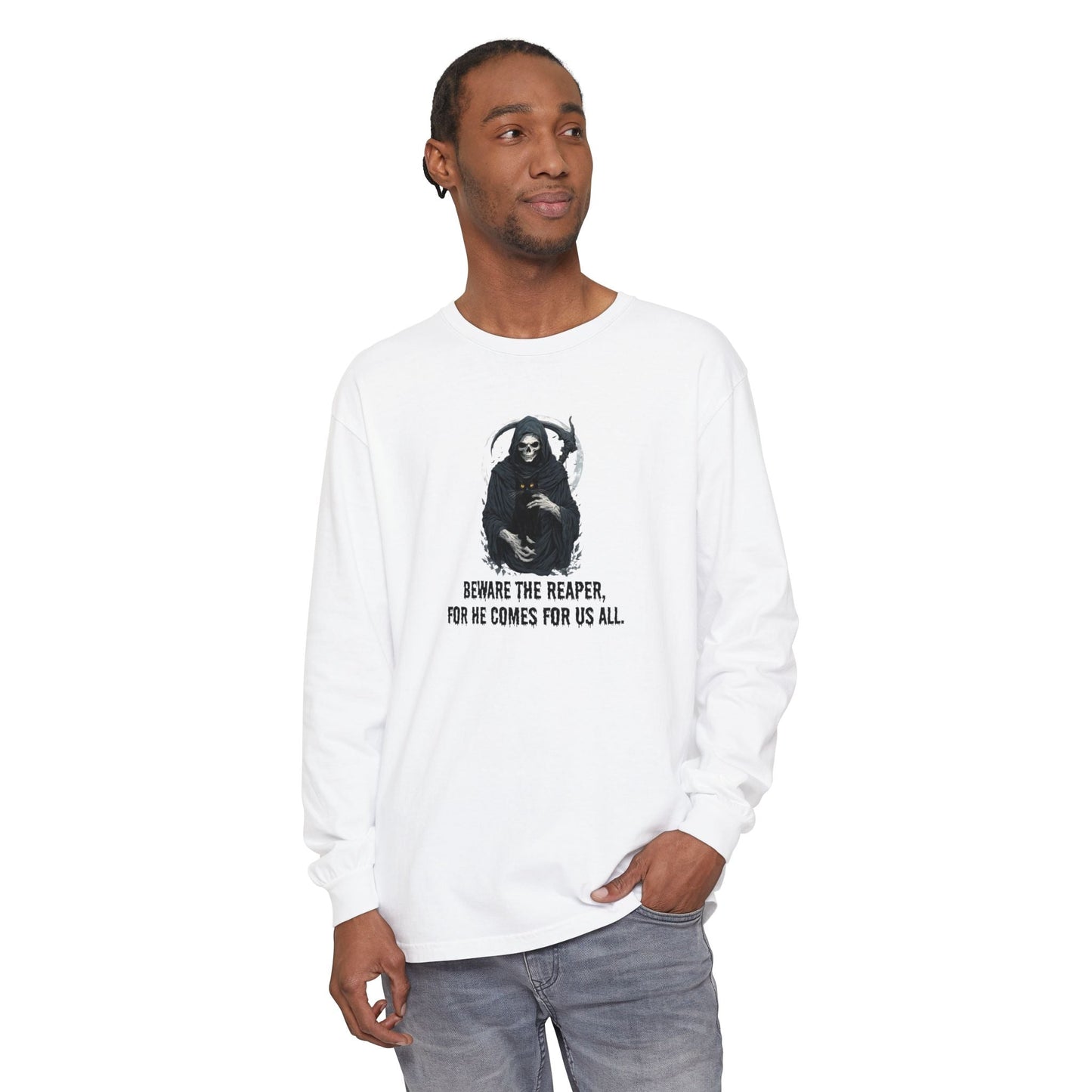 T-shirt à manches longues Chat Faucheuse pour Halloween