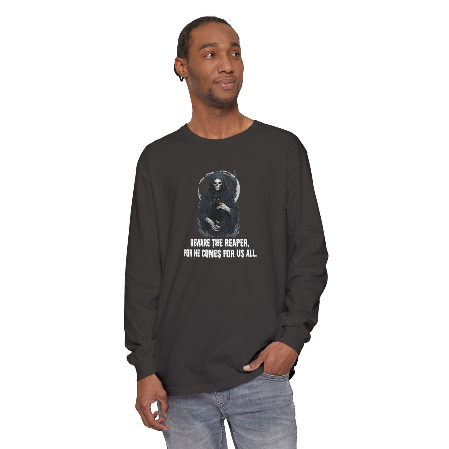 T-shirt à manches longues Chat Faucheuse pour Halloween