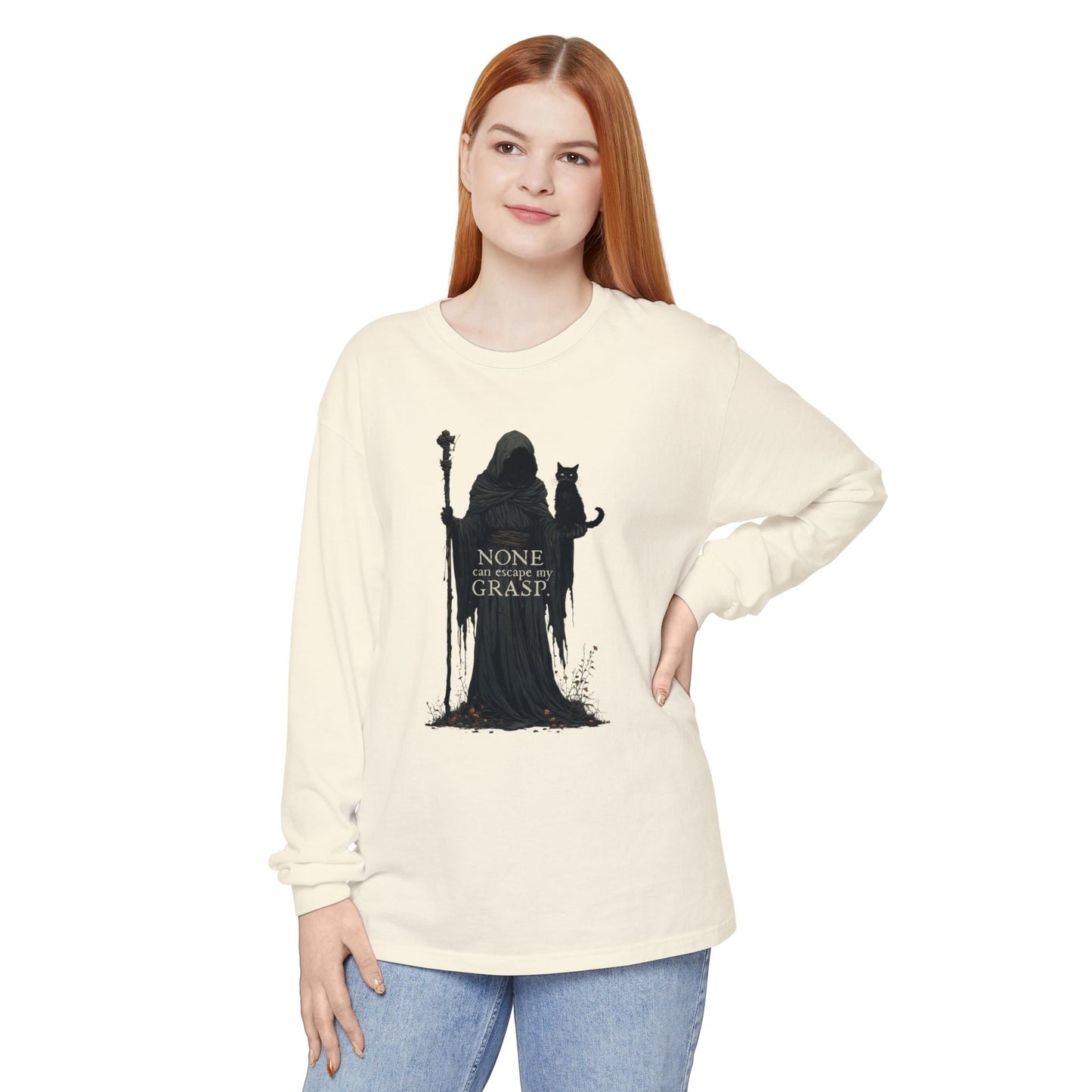 Camiseta de Manga Larga Gato Grim Reaper