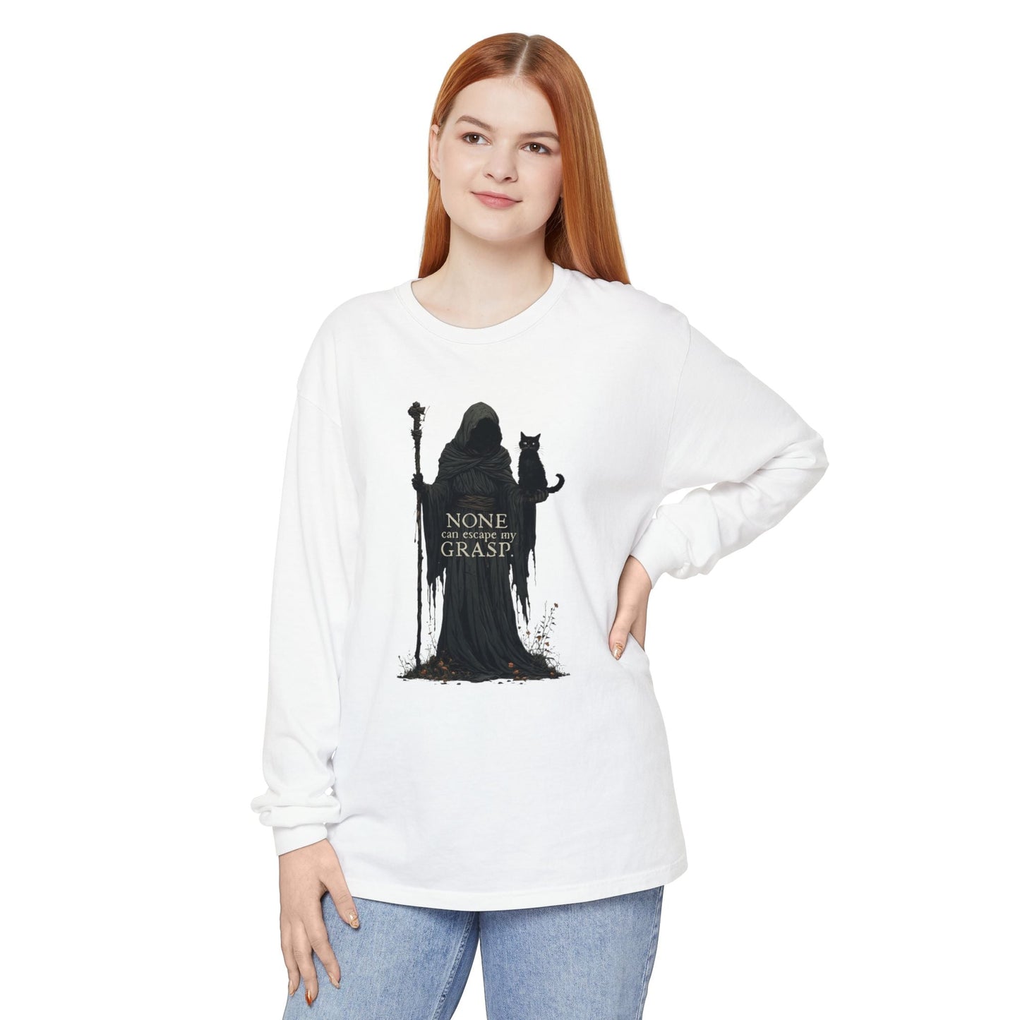 Camiseta de Manga Larga Gato Grim Reaper