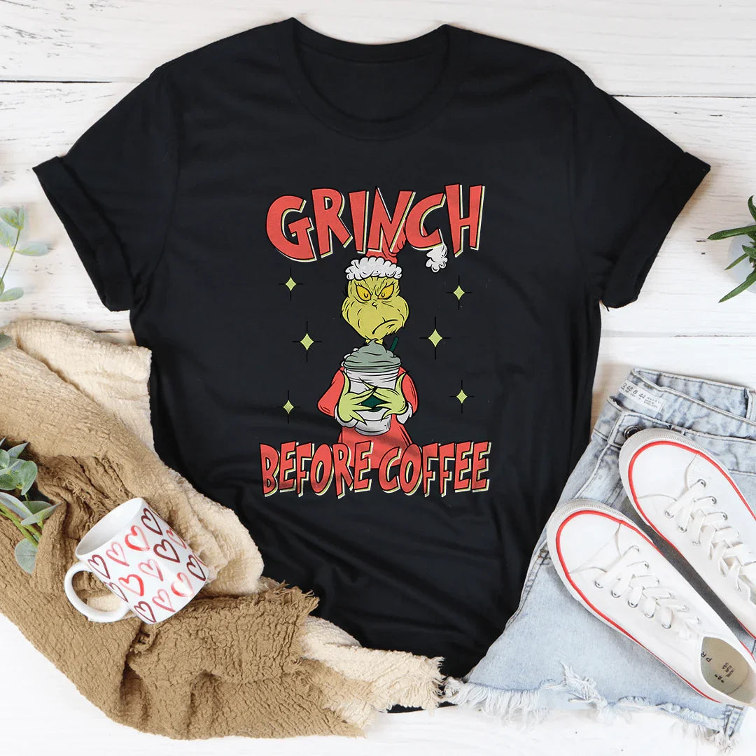 Camiseta del Grinch antes del café