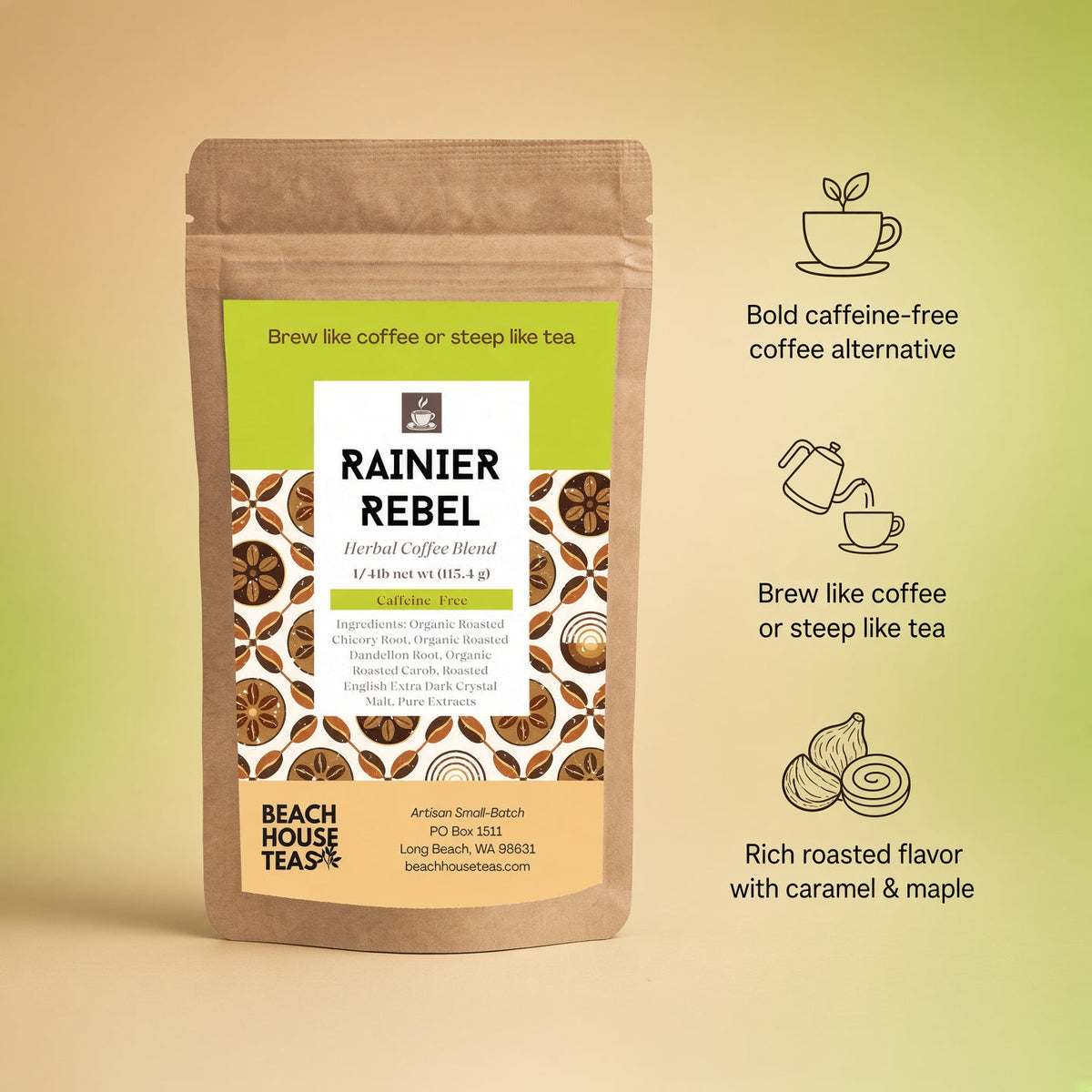 Rainier Rebel Herbal Coffee - Caffeine-Free Alternative