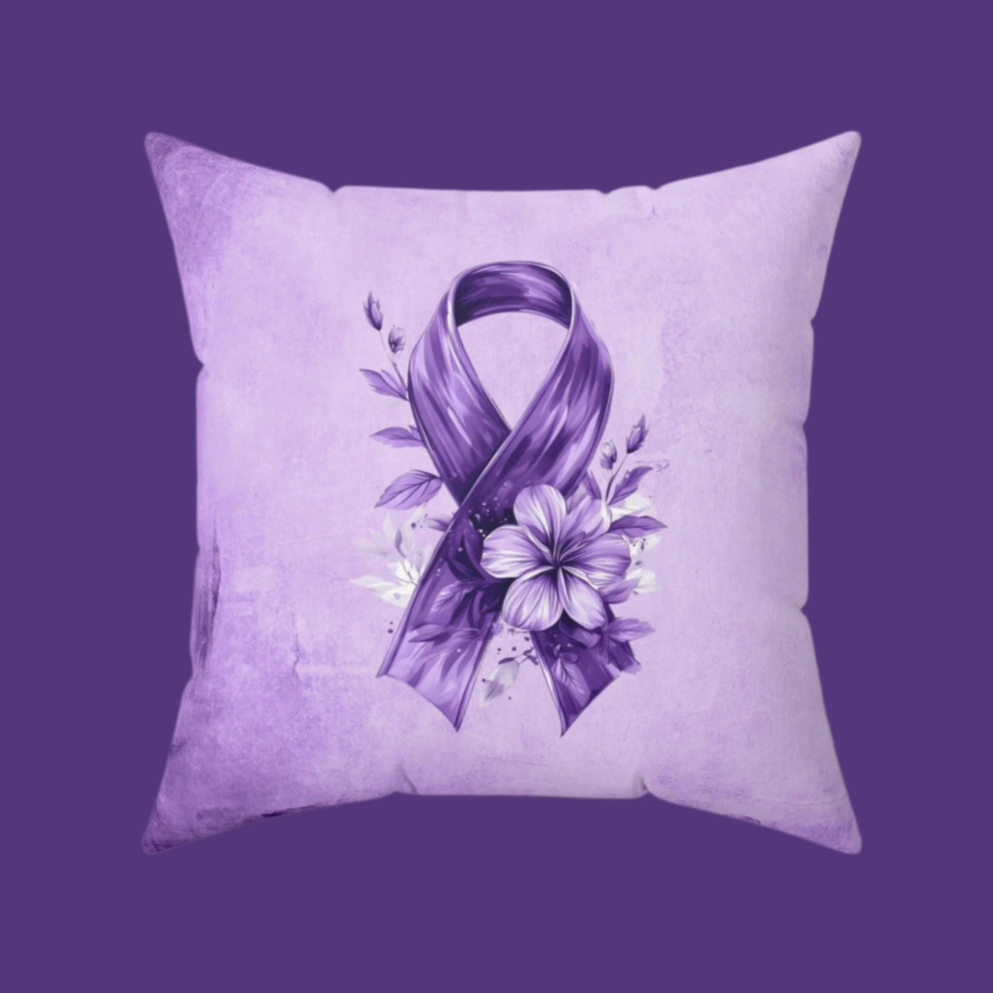 Grungy Purple Ribbon Decorative Pillow