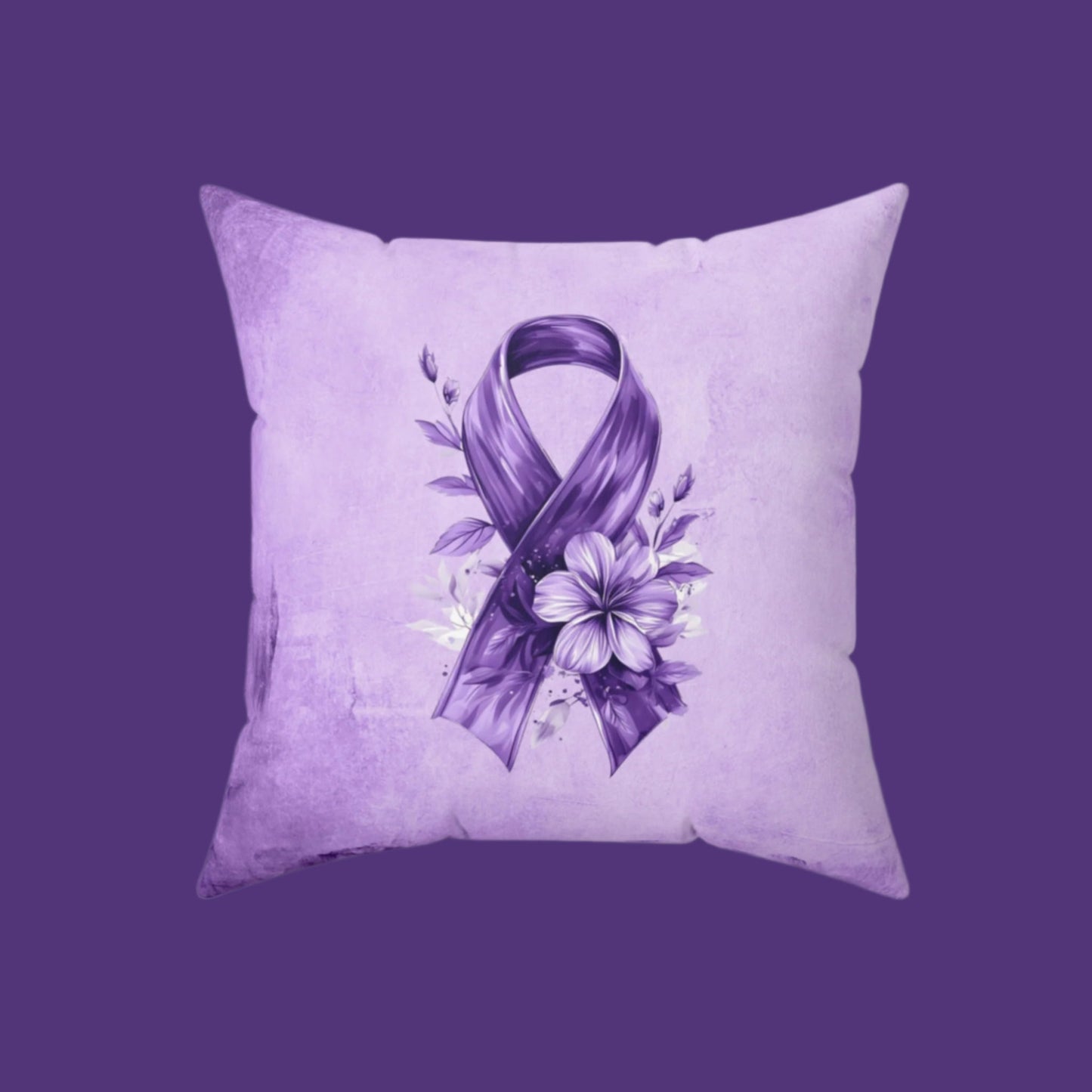 Grungy Purple Ribbon Decorative Pillow