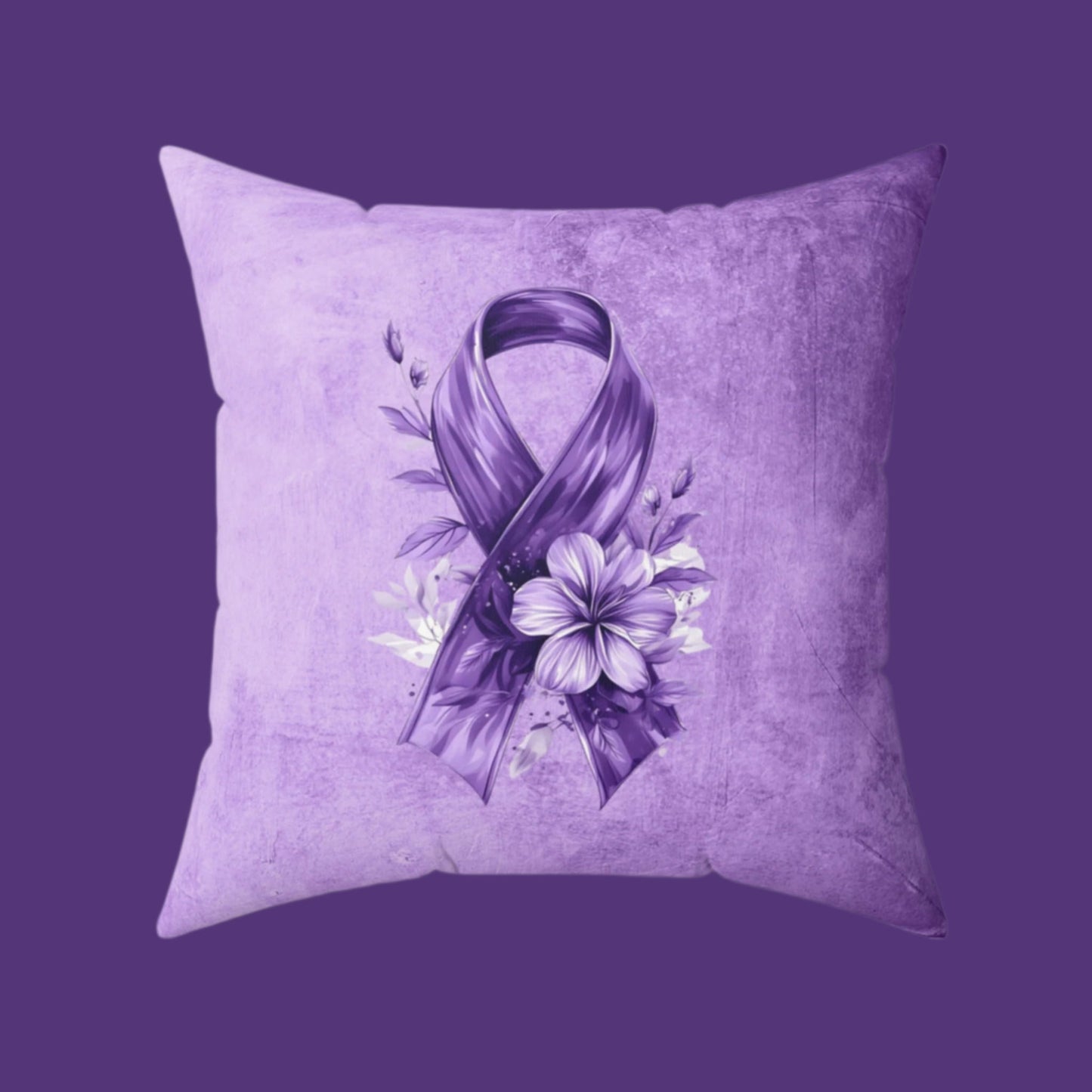 Grungy Purple Ribbon Decorative Pillow