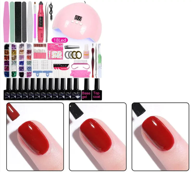 Complete Gel Nail Polish Set with UV Lamp