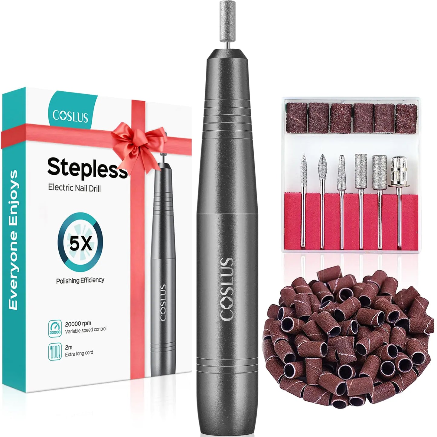 Kit de Taladro de Uñas Eléctrico Profesional COSLUS - Herramientas Portátiles para Manicura y Pedicu