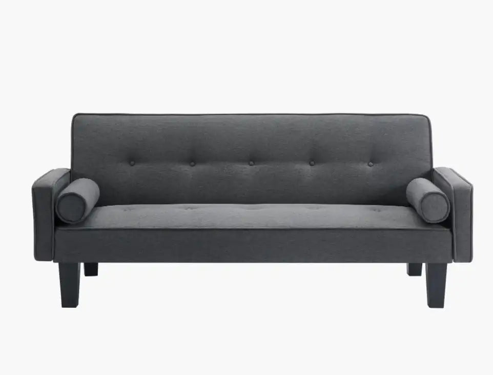 Sofá Loveseat Medieval con Cojines - Tela Gris Oscuro