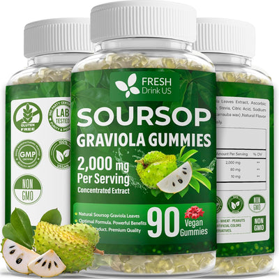 Premium Soursop Graviola Gummies - 90 Count