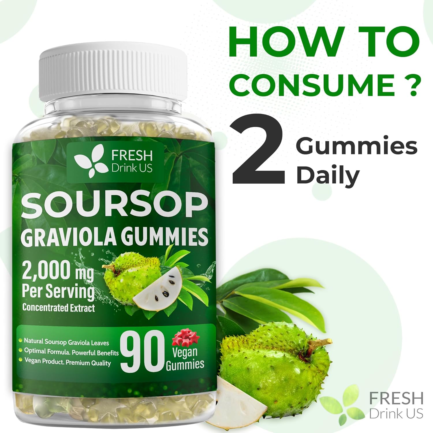 Premium 90 Soursop Graviola Gummies - Korvel