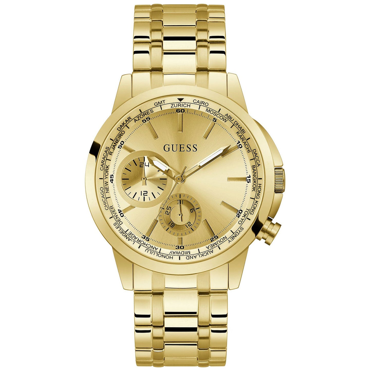 Guess Men's Spec Watch - Gold Dial & Stainless Steel