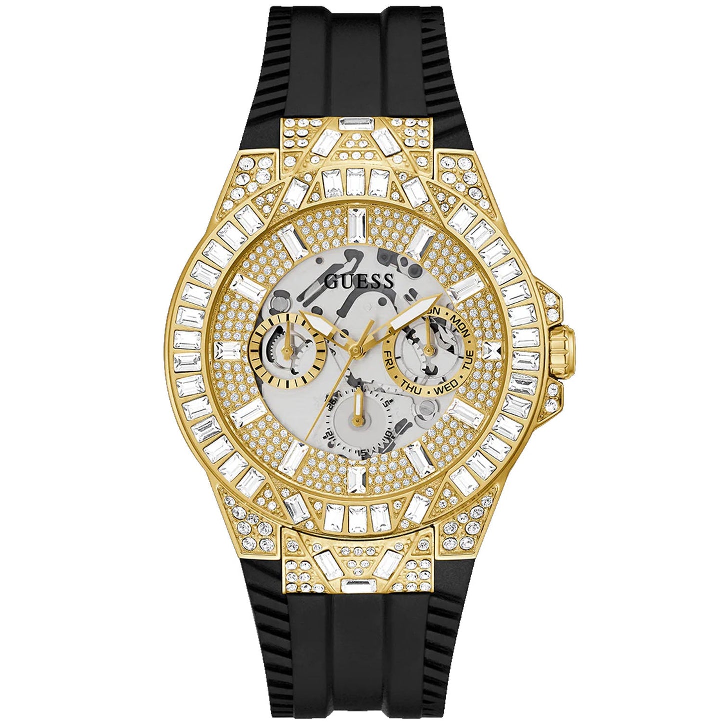 Guess Men's Black Gold Tone Multi-function Watch