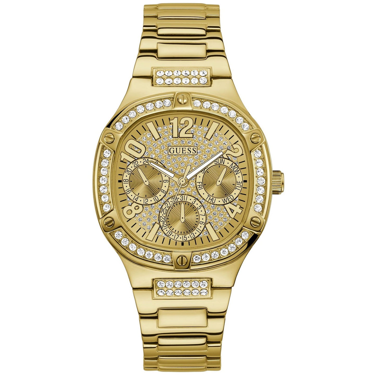 Reloj multifuncional de tono dorado para mujer Guess