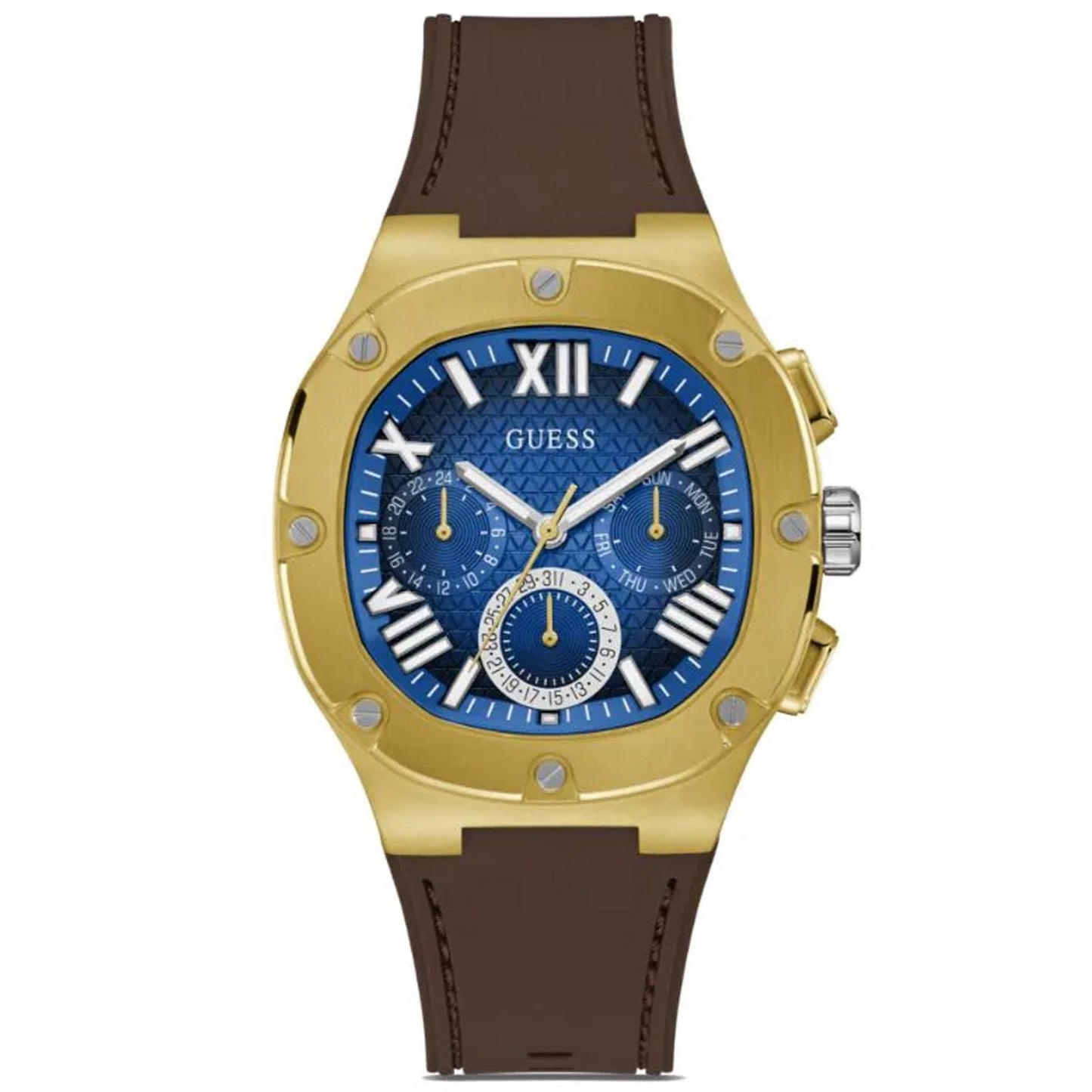 Montre multifonction Guess pour homme en ton or brun