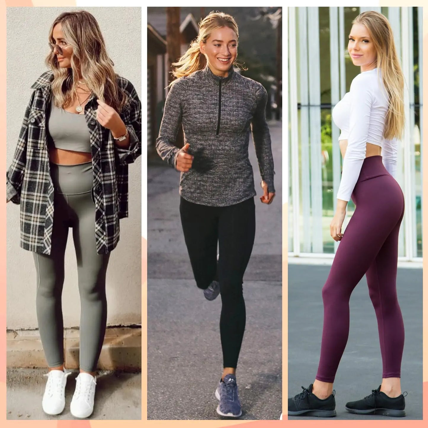NEW YOUNG 3 Pack High Waisted Leggings with Pockets for Women
