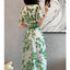 Robe midi à imprimé feuilles pour femmes en été