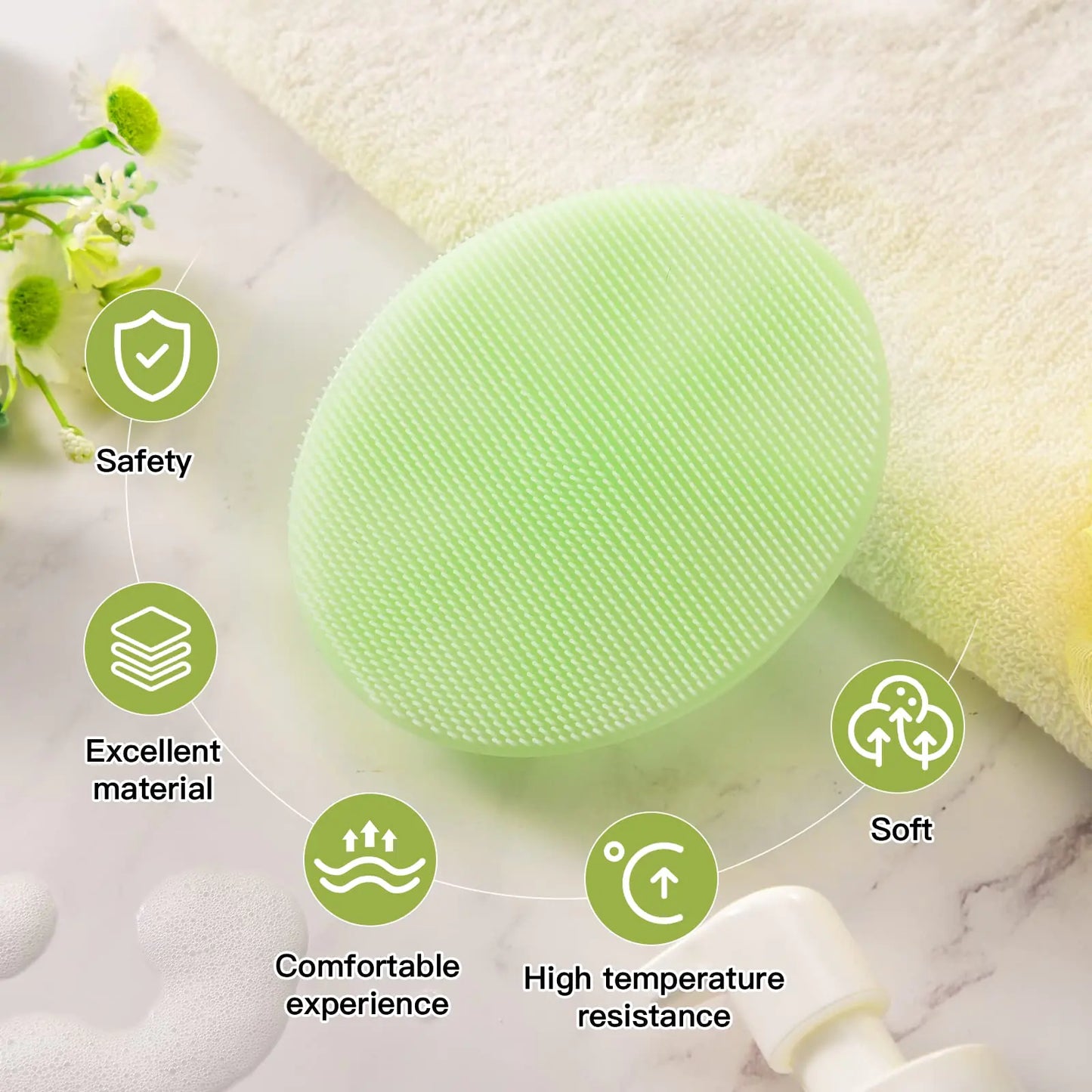 Brosse de Nettoyage Corporelle en Silicone Souple INNERNEED - Exfoliation Douce (Vert)