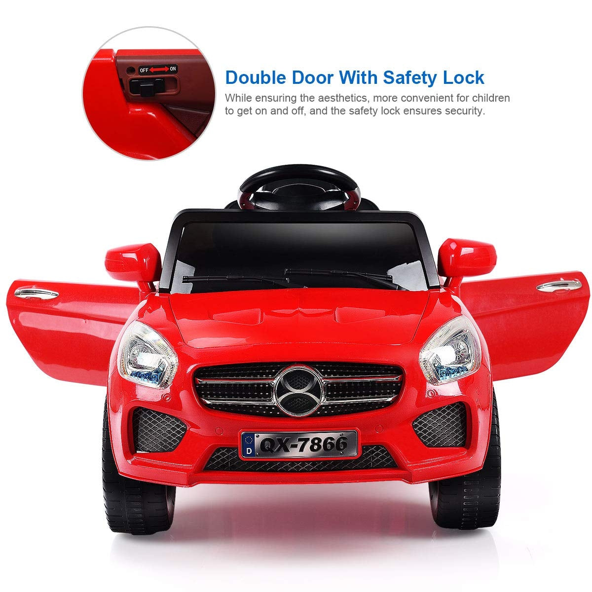 Voiture à batterie télécommandée pour enfants 6V - Rouge
