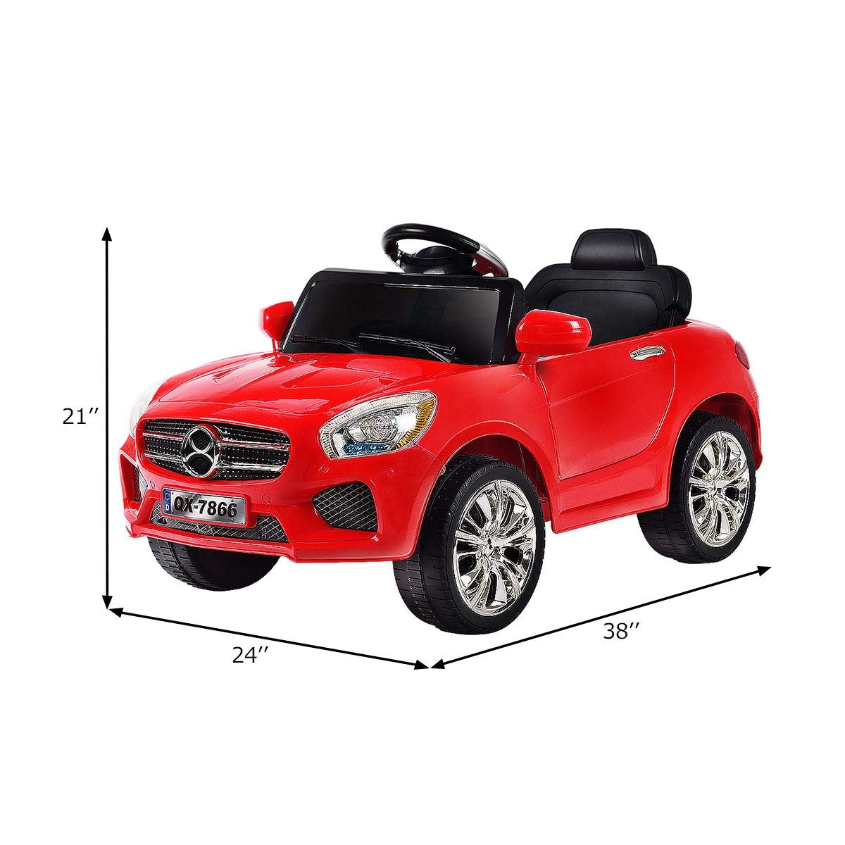 Voiture à batterie télécommandée pour enfants 6V - Rouge