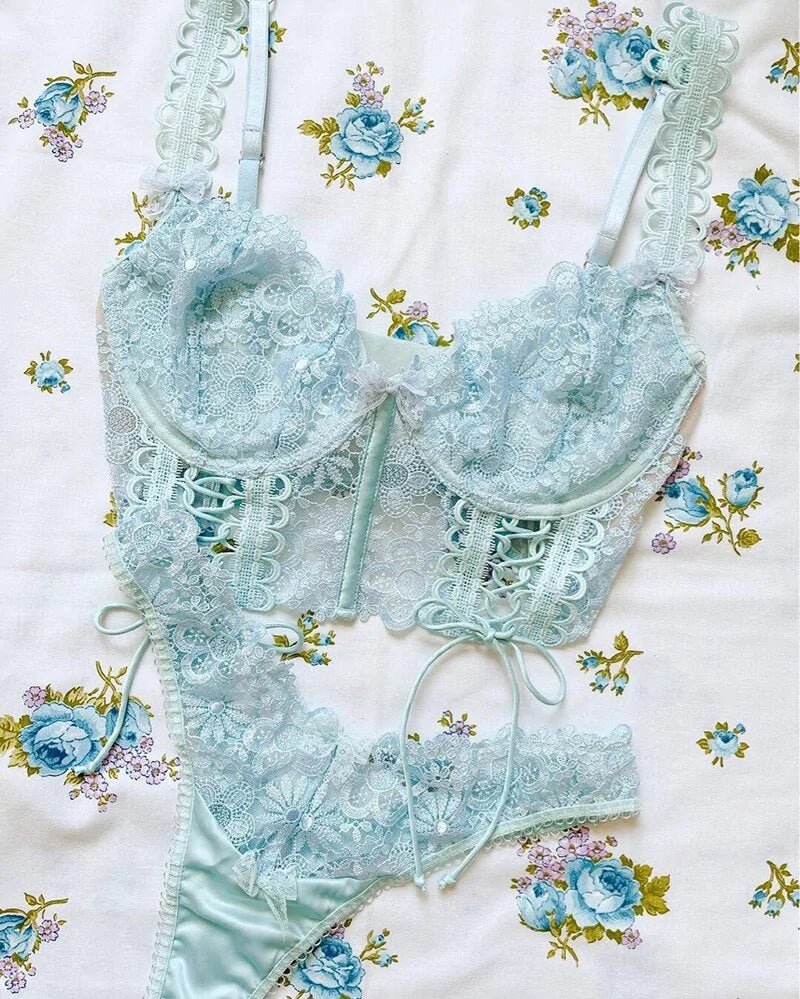 Conjunto de Lencería de Encaje Elegante para Mujeres
