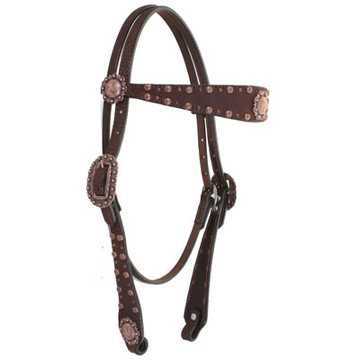 Premium Copper Dot Browband Headstall by Double J - Korvel