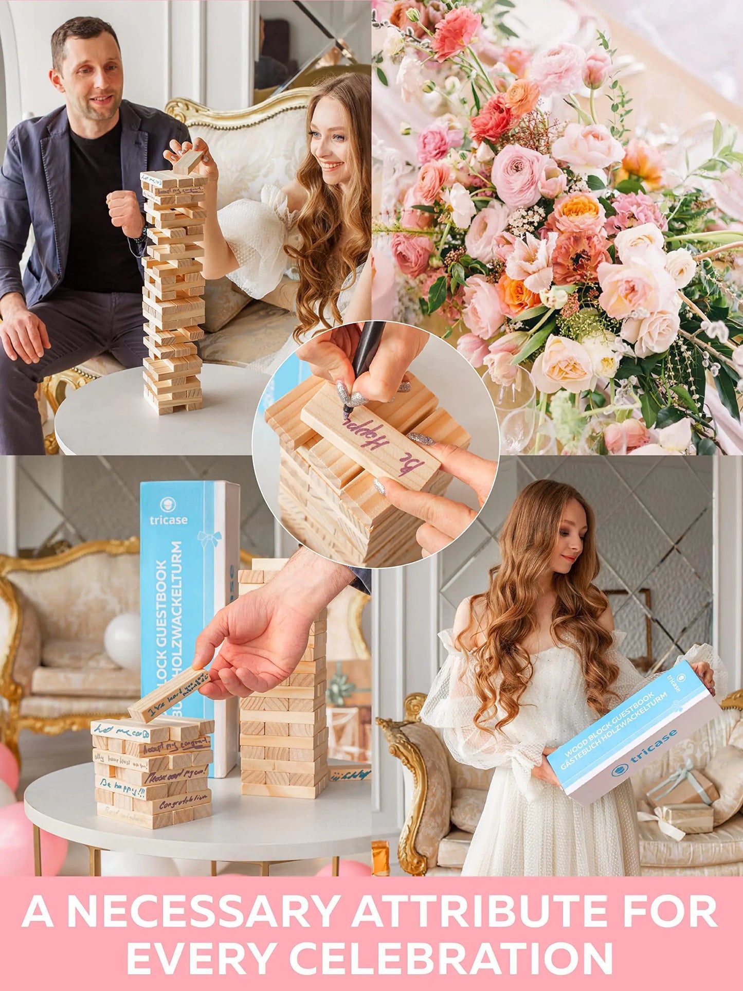 Alternativa de Libro de Invitados de Bloques de Madera - 75 Pcs