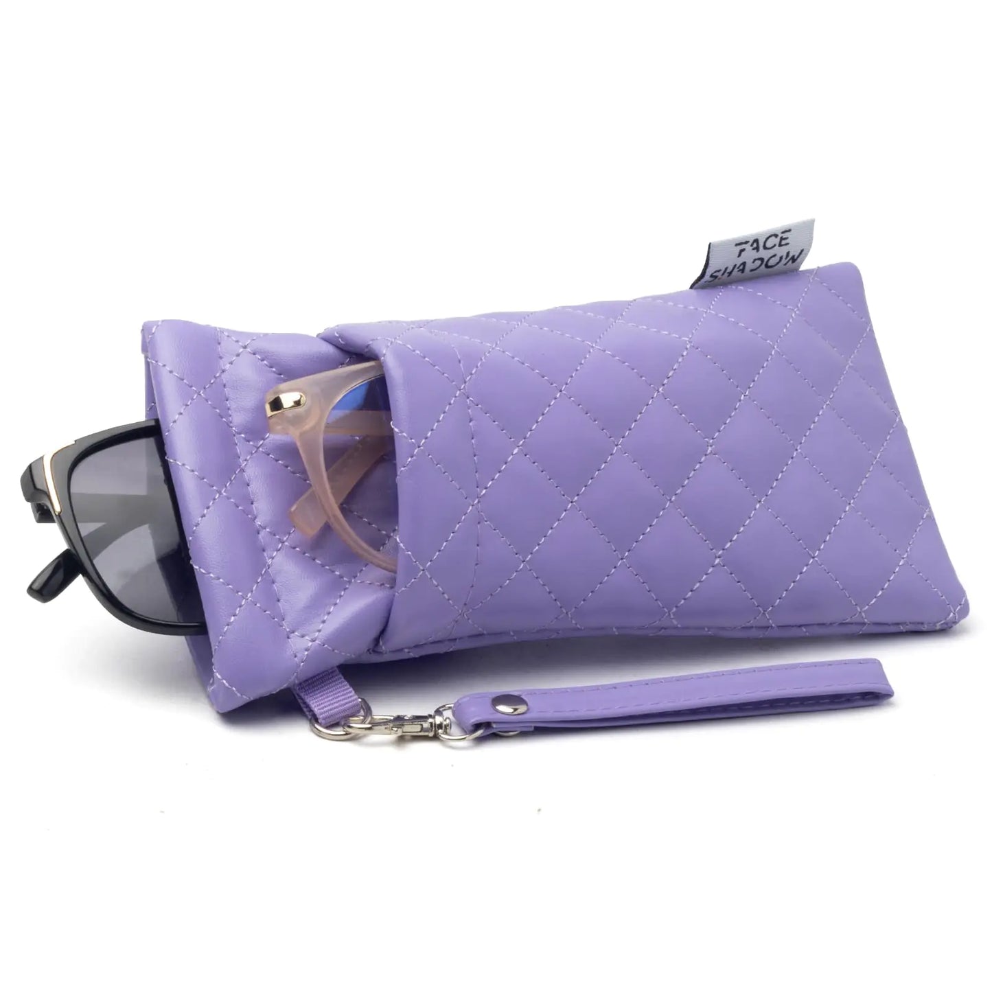 Premium Double Glasses Case with Cleaning Cloth - Purple