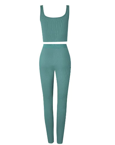 Conjunto de Top Corto y Leggings de Gimnasio Premium