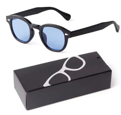 Gafas de sol redondas pequeñas en azul degradado para una protección con estilo