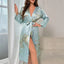 Ensemble de Chemise de Nuit et Robe en Satin à Imprimé Cerise