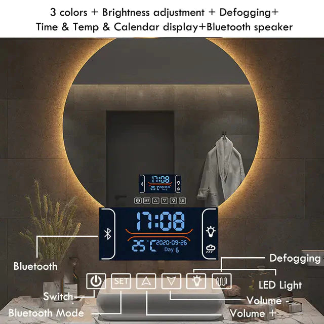Miroir de salle de bain LED avec rétroéclairage ajustable