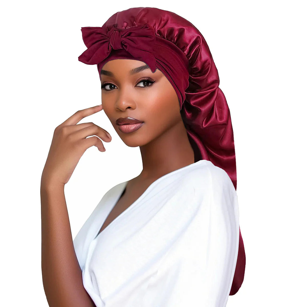 Bonnet Long avec Nœud Élégant