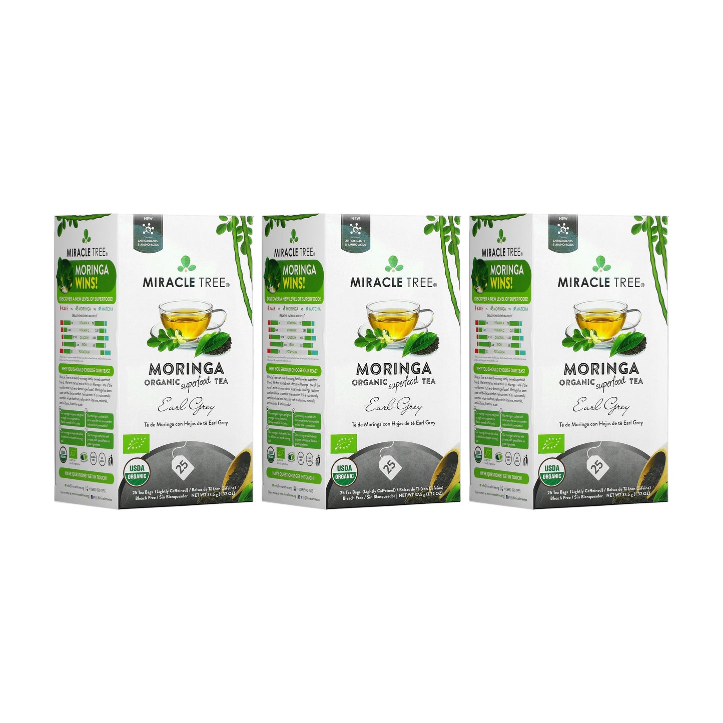 Organic Moringa Earl Grey Tea - 25 Wrapped Bags