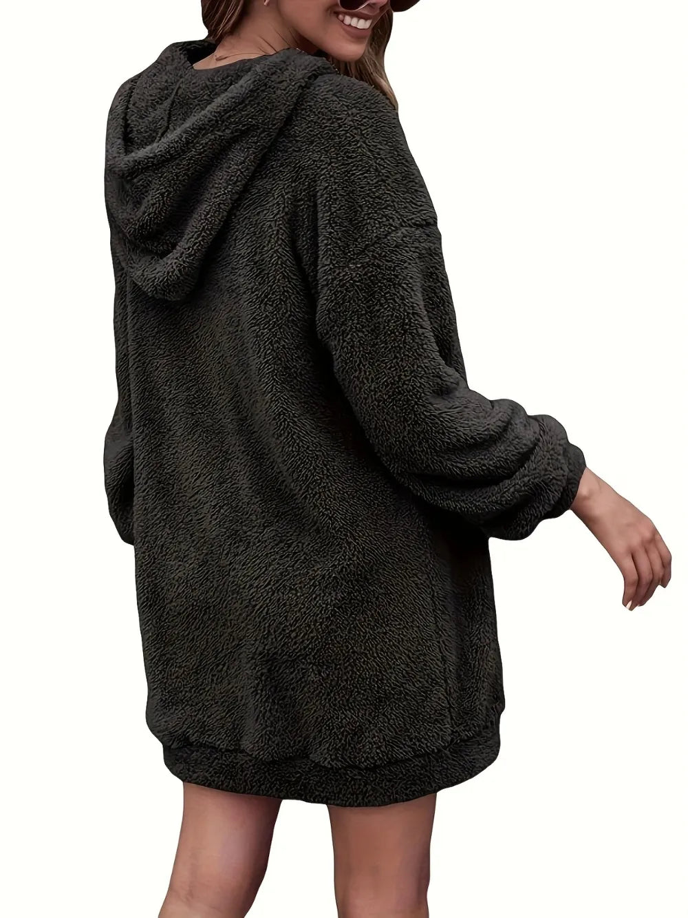 Half Zip Dropped Shoulder Oversized Hoodie - Korvel