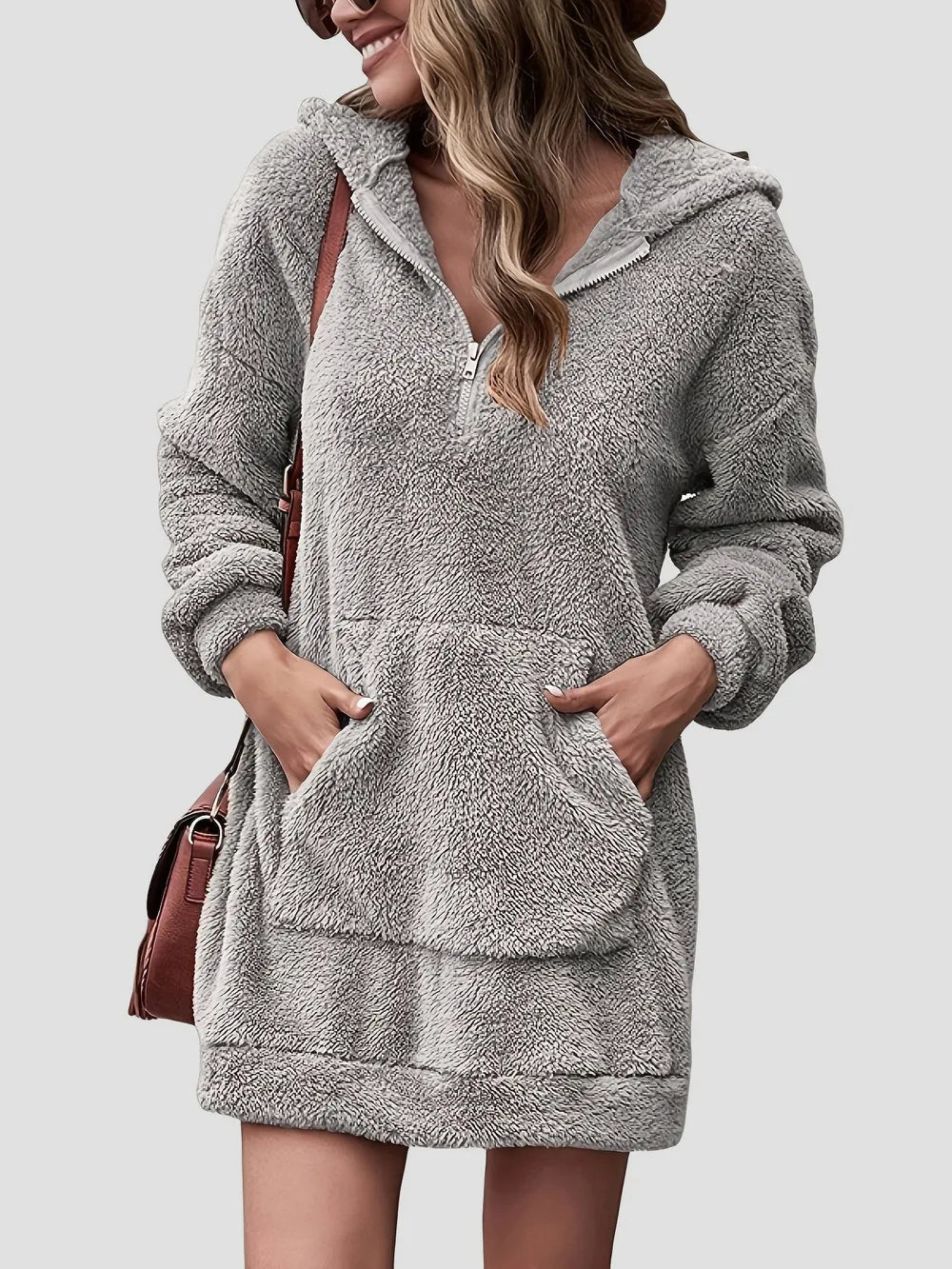 Half Zip Dropped Shoulder Oversized Hoodie - Korvel