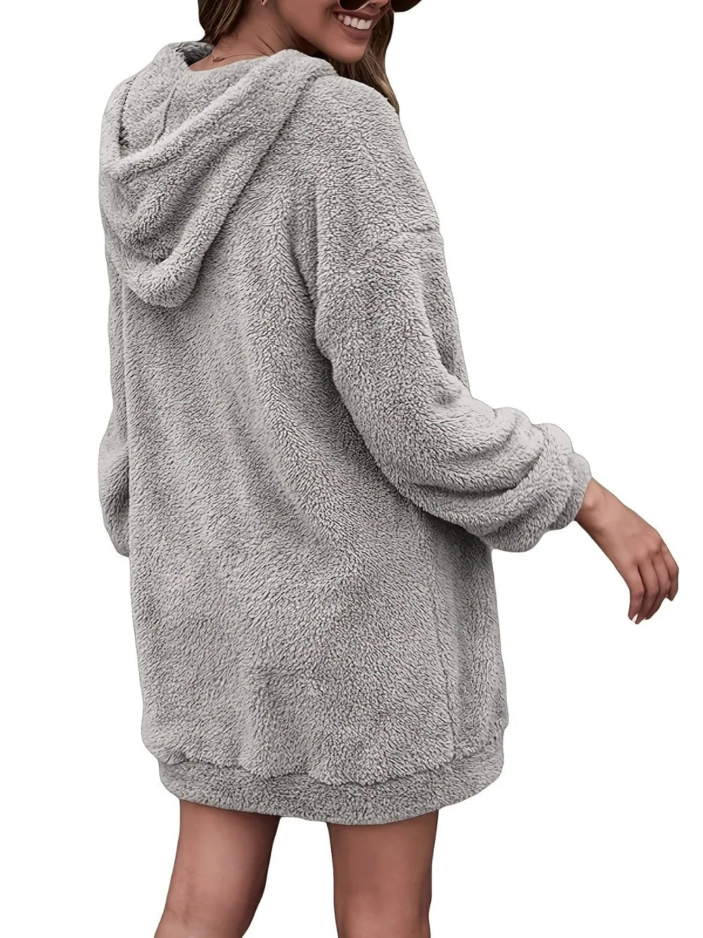 Half Zip Dropped Shoulder Oversized Hoodie - Korvel