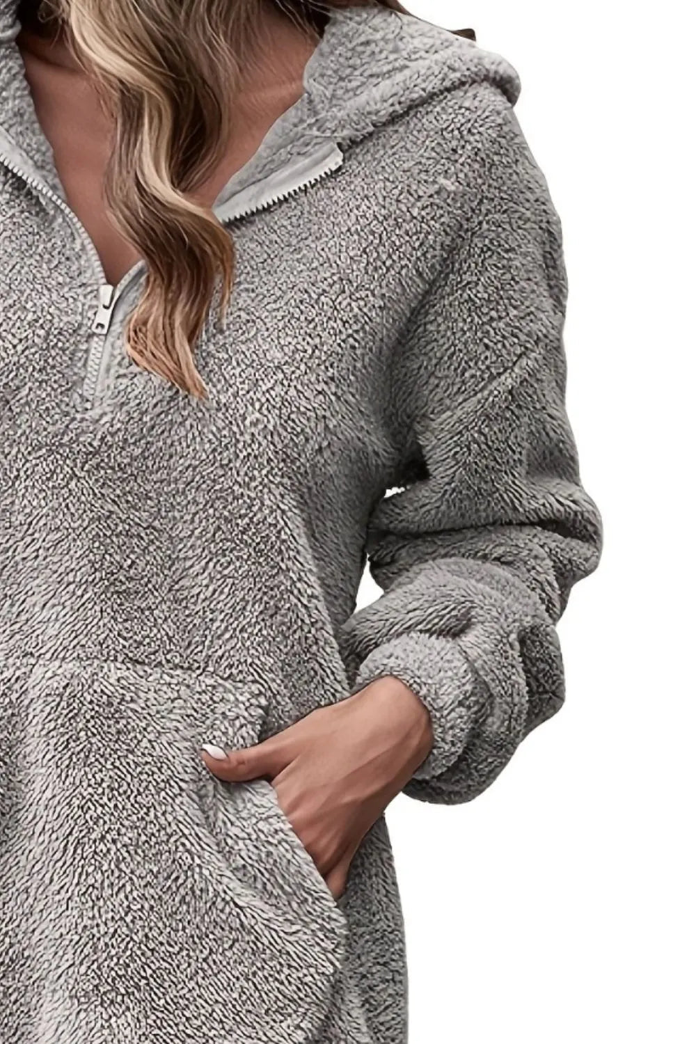 Half Zip Dropped Shoulder Oversized Hoodie - Korvel