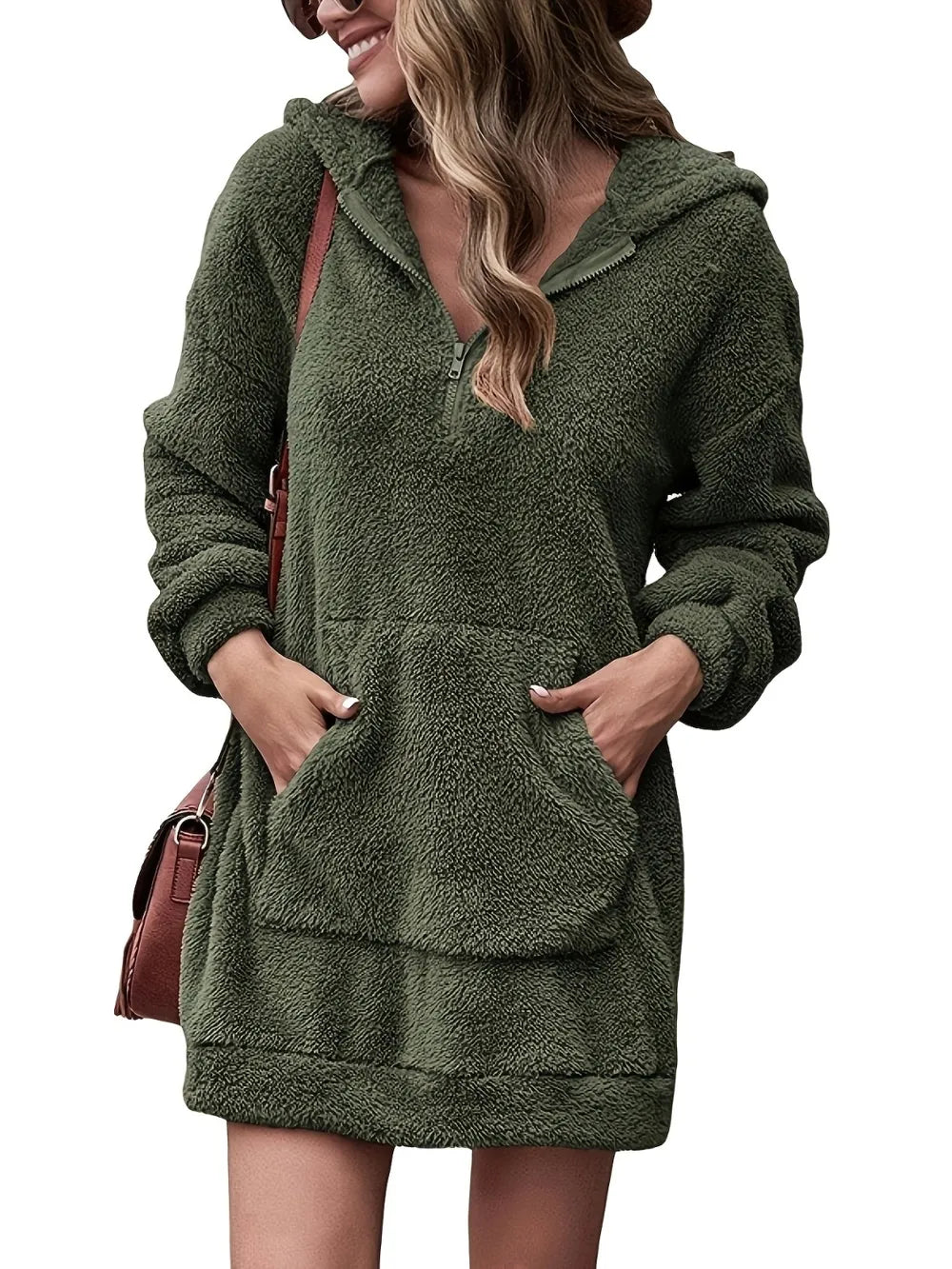 Half Zip Dropped Shoulder Oversized Hoodie - Korvel