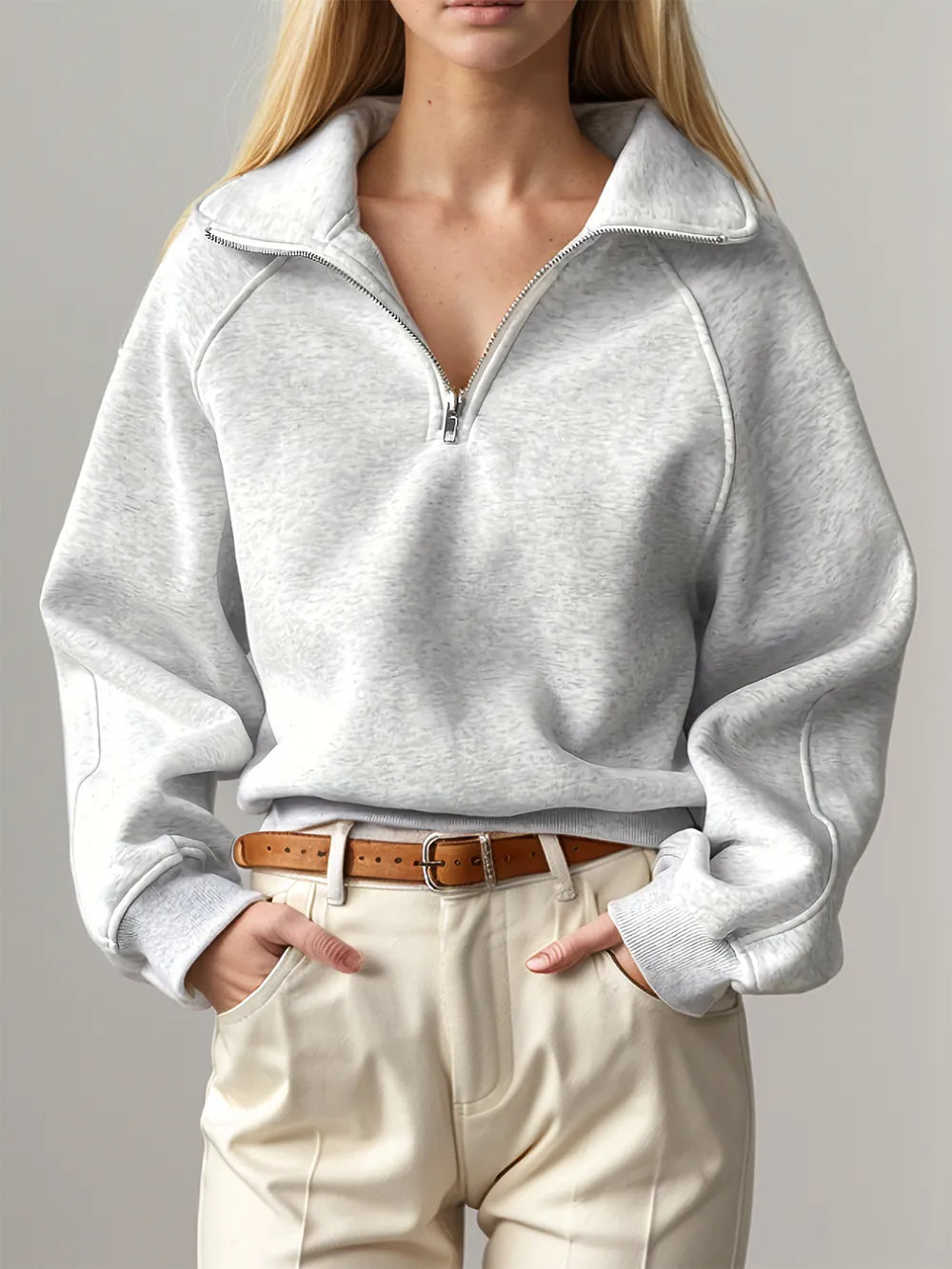 Sweatshirt à manches longues premium à demi-zip