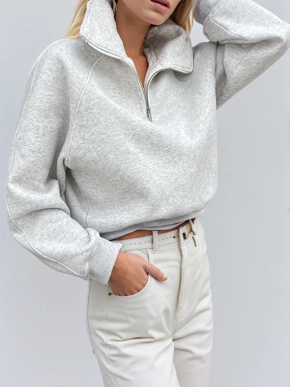 Sweatshirt à manches longues premium à demi-zip