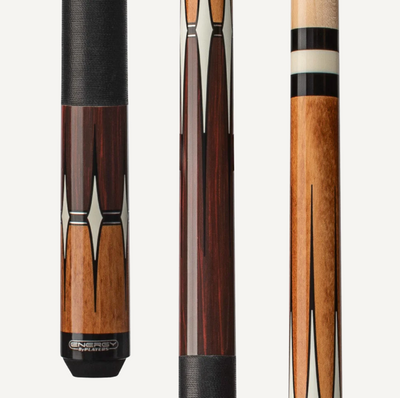Players Energy Half & Half Antique stained maple & Rengas, White Diamond graphic w/Black Linen Wrap  Cue Stick - Korvel