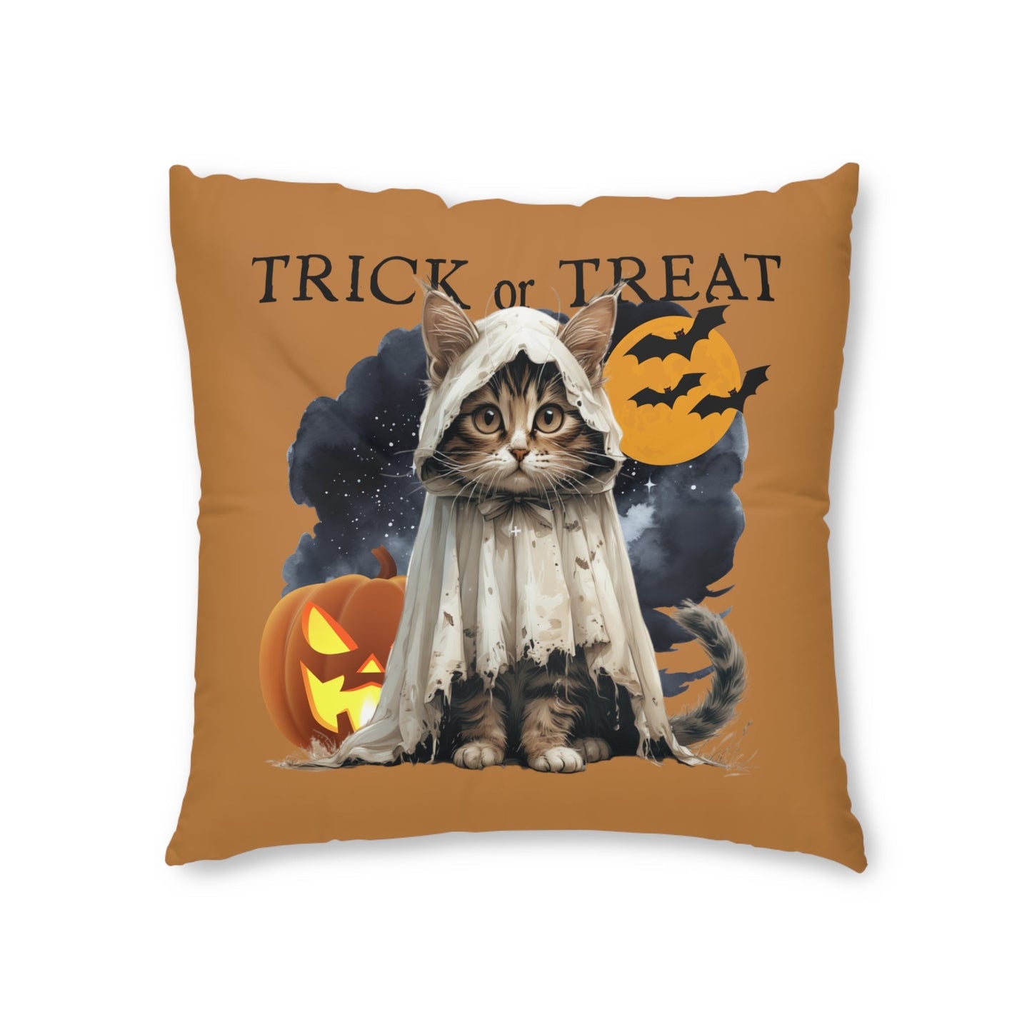 Coussin de sol carré Halloween avec chat pour une décoration de vacances confortable